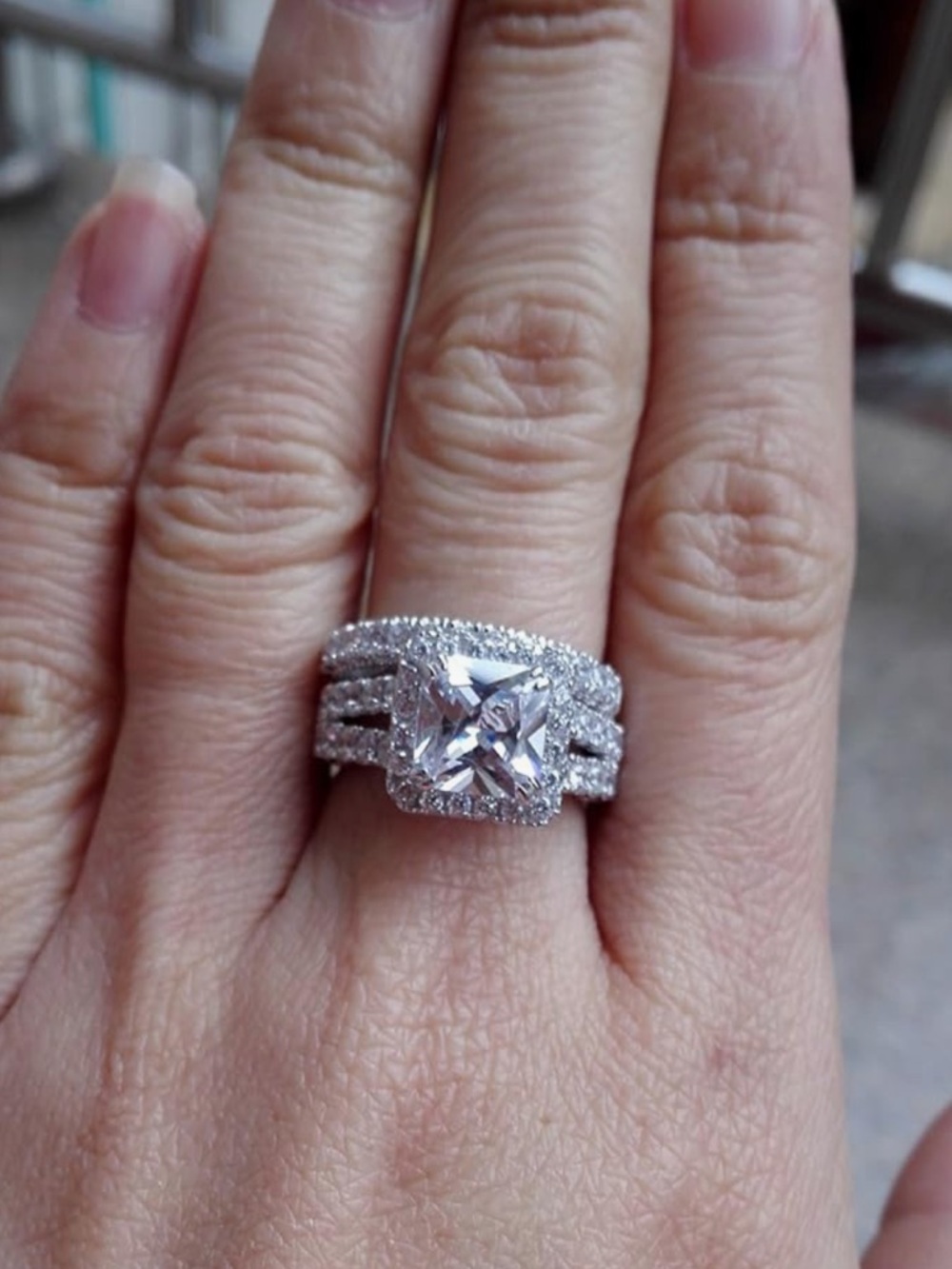 Size 10 Sterling Silver 925 Zirconia Ring Set